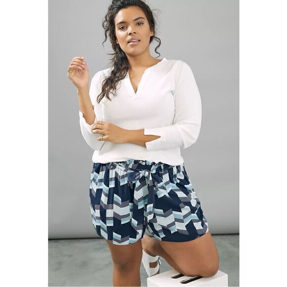 NEW Anthropologie Peter Som Athena Geometric Paperbag Shorts X-Small Petite - Picture 7 of 8